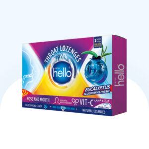 آبنبات گلو درد ویتامین سی حاوی اکالیپتوس و آویشن با طعم بلوبری هلو فرش