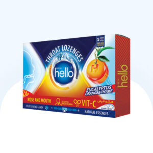 آبنبات گلو درد ویتامین سی حاوی اکالیپتوس و آویشن با طعم پرتقال هلو فرش